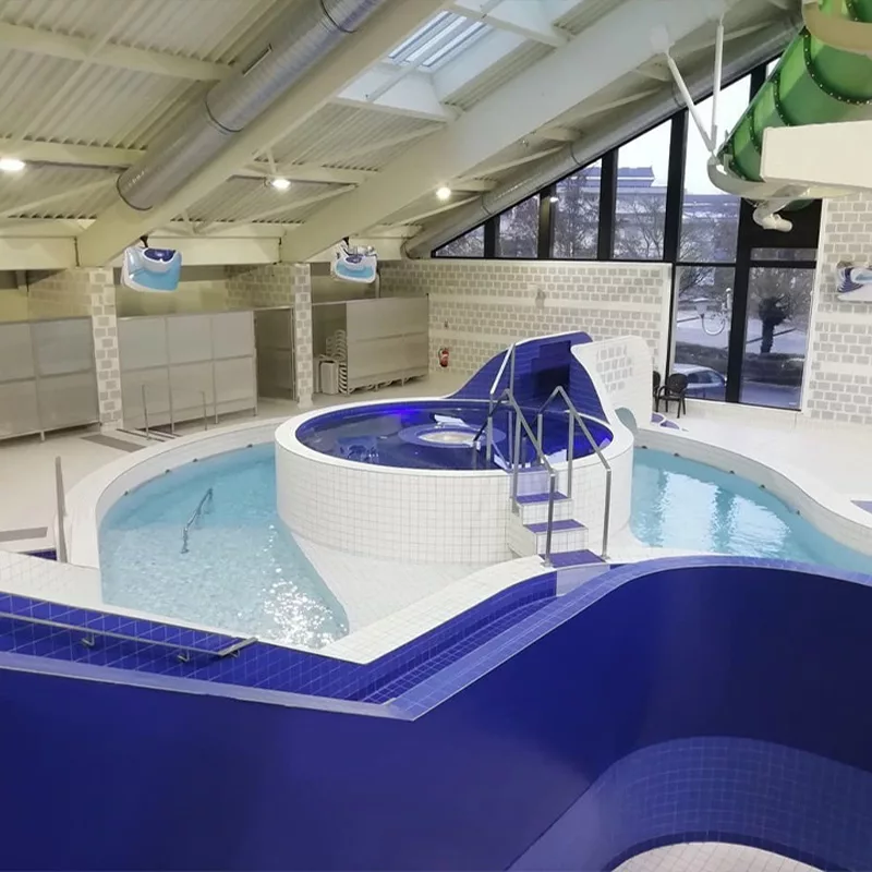 Antidérapant Stellmann appliqué sur le sol carrelage du parc aquatique Nautiland 67 Haguenau